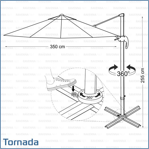 Tornada Grey Outdoor Parasol with metal base