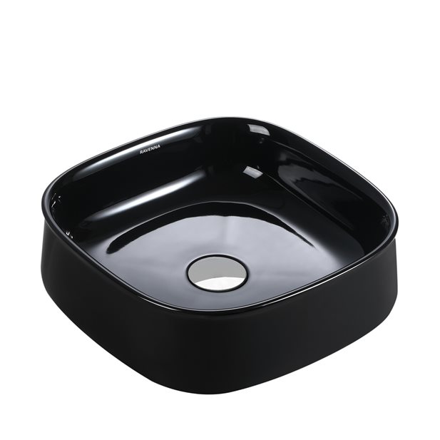 Countertop Washbasin Anil Square Shiny Black 42 x 42 x 14